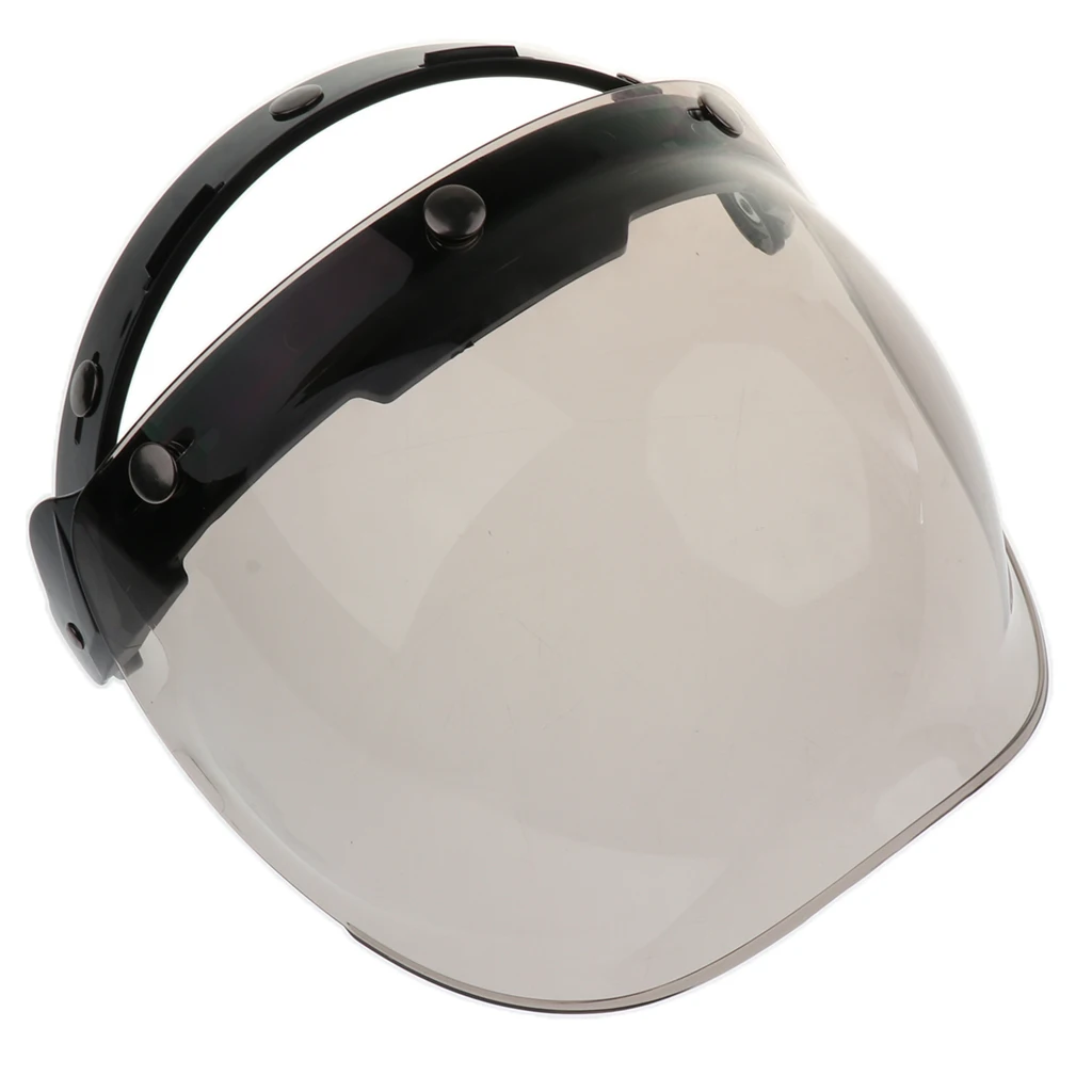 Universal Bubble 3-Snap Motorcycle Helmet Visor Flip Up Face Shield Lens Plain Adjust Height Flip Up Design