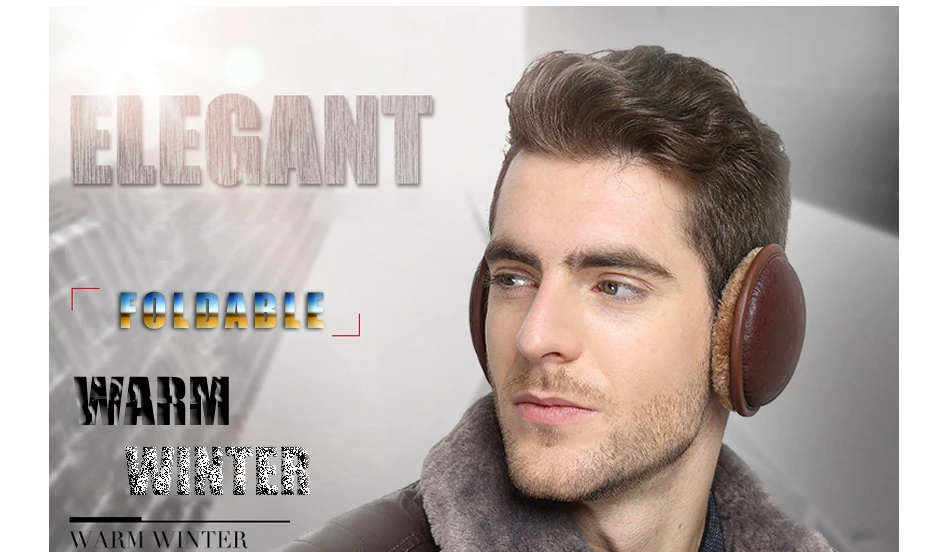 Winter Earmuffs for Men Foldable Ear Warmers British Style Plaid Plush Ear Muff