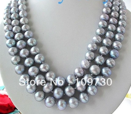 

Jewelry 002270 3Strands Gray Rainbow Freshwater Pearl Necklace Shell Clasp