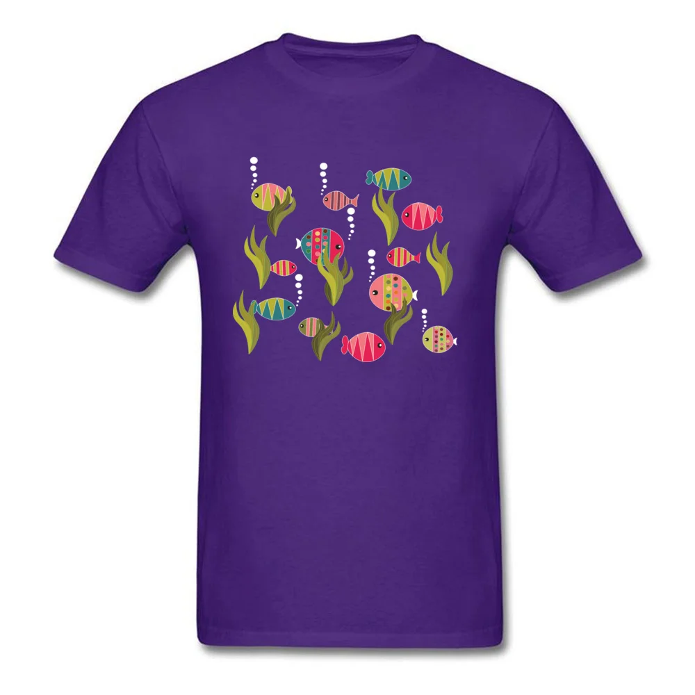 Fishes T-Shirt Newest Short Sleeve Street Cotton Crew Neck Mens Tops Tees Printed T-Shirt Summer Autumn Drop Shipping Fishes purple