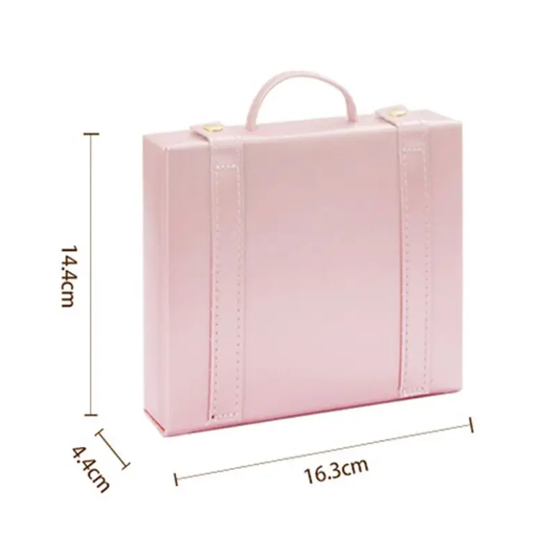 Sweet Pink Jewelry Box Portable Leather Earring Ring Jewelry Storage Travel Case