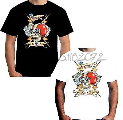 

Velocitee Mens Speed Kills T Shirt Racer Drift Skull Tattoo Death short sleeve tshirt summer brand t-shirt man cotton t shirt