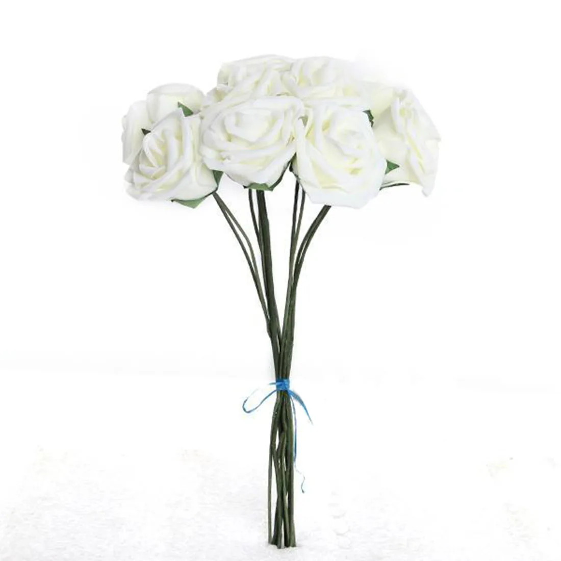 10 шт./лот Лидер продаж! 7 см голова многоцветный PE Роза Поролоновый букет цветов сплошной цвет Искусственный цветок розы для свадебной вечеринки домашний декор - Цвет: Creamy White Flower