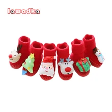 Lawadka-chaussettes de noël pour bébés, avec semelles en caoutchouc, pour nourrissons et nouveau-nés, chaussettes d'hiver à semelles souples antidérapantes