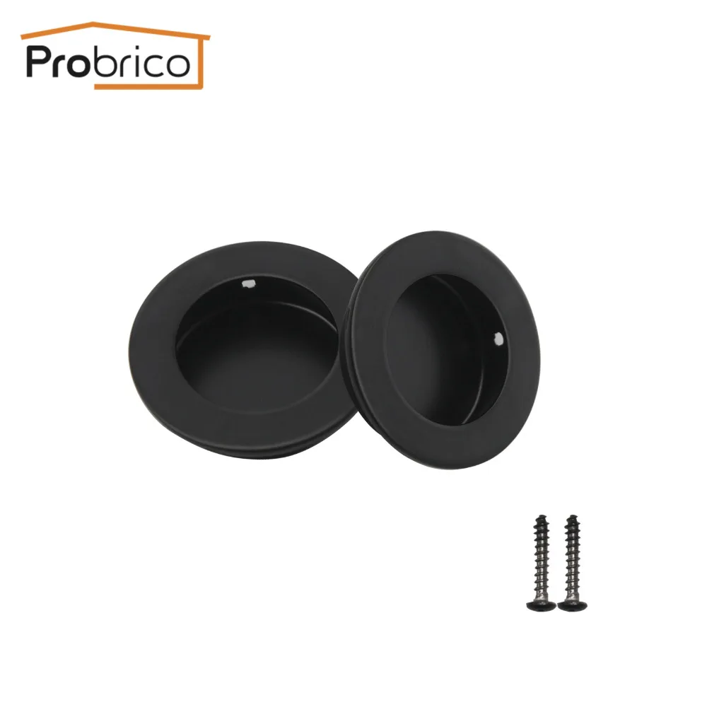 Probrico 10pcs Flush Recessed Handles Black Cabinet Door Hidden