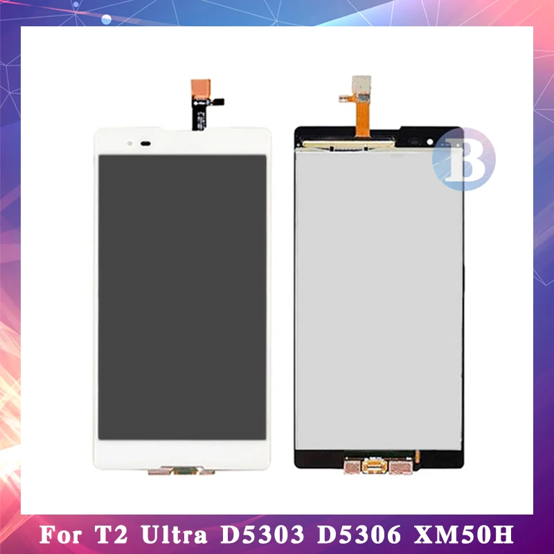 

10Pcs/lot High Quality 6.0'' For Sony T2 Ultra D5303 D5306 XM50H LCD Display Screen With Touch Screen Digitizer Assembly