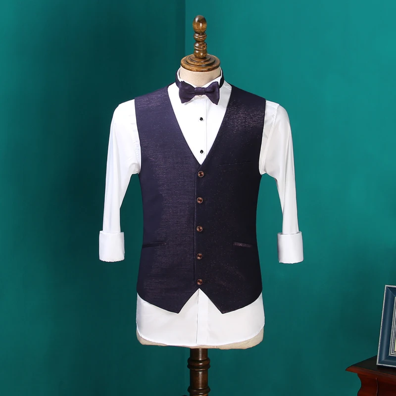 New Arrival Men Party Dress Vest Fashion Purple Gold Color Suit Vests