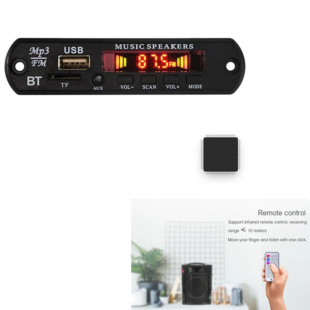 Беспроводной Bluetooth MP3 WMA декодер плата аудио модуль Поддержка USB SD AUX FM радио для