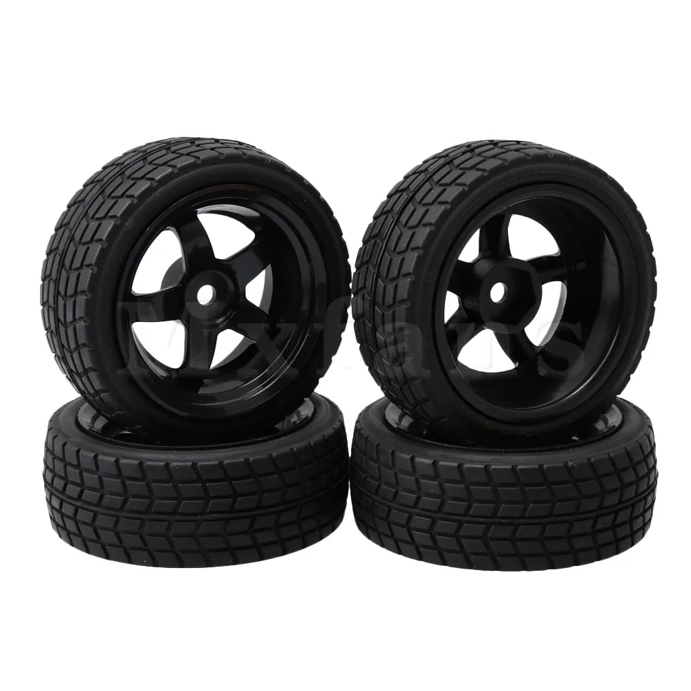 Mxfans 6.5x2.6cm Black Plastic 66mm Dia 5 Spoke Wheel Rims Square