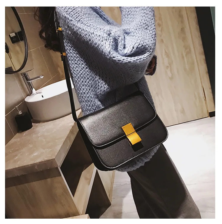 European Retro Fashion Ladies Square bag 2018 New Quality PU Leather Women's Handbag Simple Leisure Lock Shoulder Messenger Bags