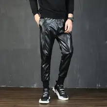 Модные мужские кожаные штаны; мужские шаровары в байкерском стиле; мужские брюки для ног; pantalones hombre cargo pantalon homme; лоскутные брюки