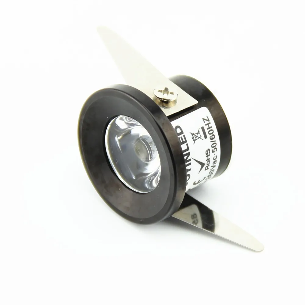 

10pcs/Lot Recessed Aluminum Lamp 1W Mini LED Downlight Black Round Ceiling Inbouw Spot Led Lights