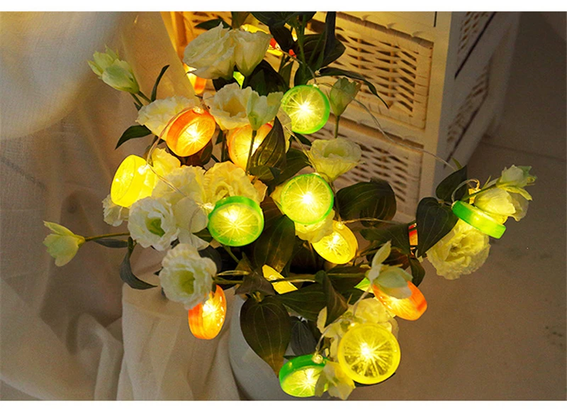 Christmas LED Gerland 10Leds Fairy Orange Lemon String Lights Decoration Garland Showcase Window New Year Wedding Home Party