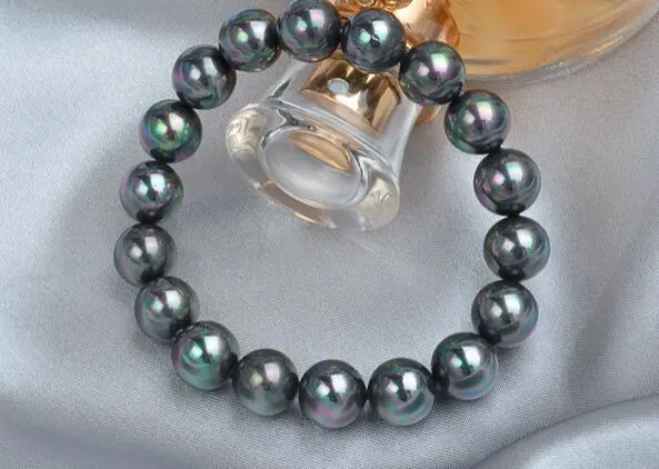 

Charming AAA 7.5-8"10mm genuine tahitian black pearl bracelet 28%