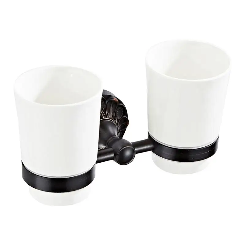 

1pc Useful Toothbrush Tumbler Holder Double Cup Frame Double Cup Holder Copper Toothbrush Holder for Bathroom Home