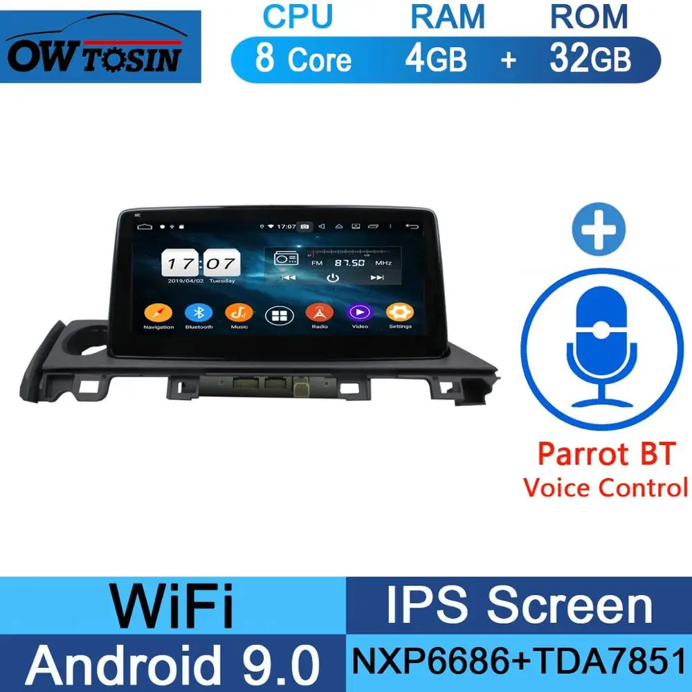 10.1" IPS Android 9.0 8Core 4G+64G ROM Car DVD Radio GPS For Mazda 6 III 3 GJ Atenza Mazda6 DSP CarPlay Parrot BT - Цвет: 32G Parrot BT