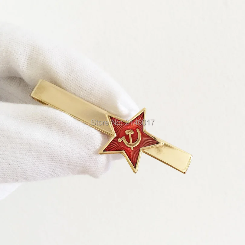 

Soviet Union Ussr Tie Bar Cold War Souvenir Russia Red Star Hammer Sickle Logo Tie Clips Communism
