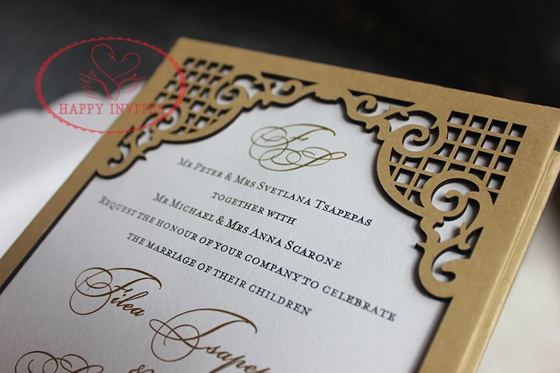 HI3038 - 04 Personalized Hardcover Wedding Card With Nice Laser Cut Design