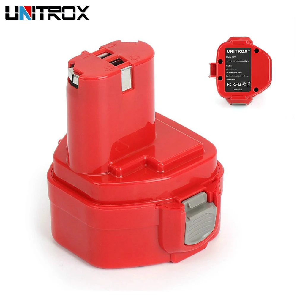 1233 12V 3.0Ah NiMh Battery Replacement for Makita 1220 1222 1234 1235 192598-2 PA12, 12-Volt NiCd Cordless Power Tools Battery