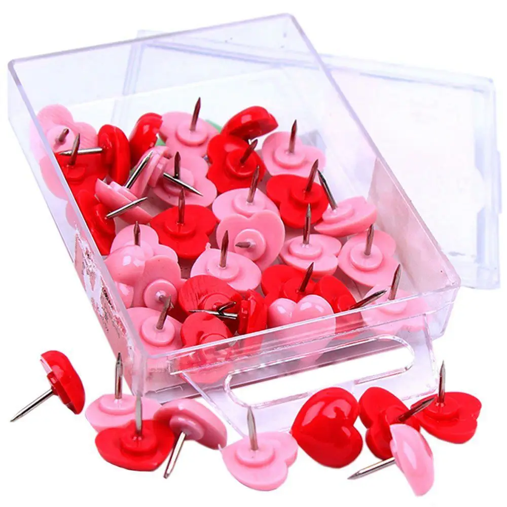 50 шт. сердце Push Pins, красный доски объявлений Thumb Tacks, розовый милые настенные Tacks декоративные для пробки доска дома и офиса