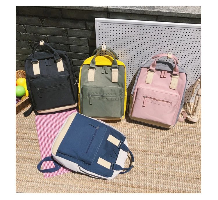 Women Hot Canvas Backpacks Candy Color Waterproof School Bags for Teenagers Girls Laptop Backpacks Patchwork Backpack New