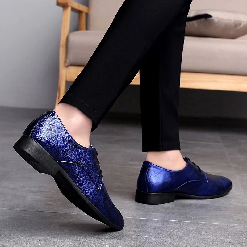 designer blue camouflage leather men shoes luxury brand snake skin wedding dress male footwear fashion man oxford shoes for men (30)