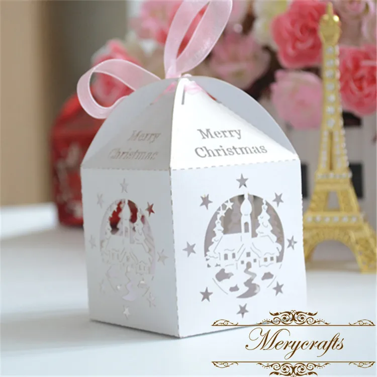 Hot christmas gifts laser cut decorative invitation white magnetic gift box | Дом и сад