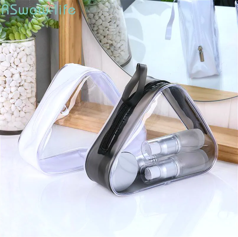 

PVC Cosmetic Bag Transparent Waterproof Portable Triangular Receptive Wash Gargle Travel Stuff Multifunctional Finishing Bags