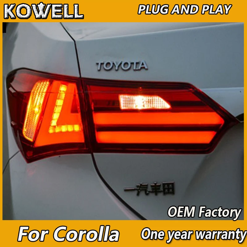 

KOWELL Car Styling for Toyota Corolla Tail Lights 2014 New Corolla LED Tail Light Altis Rear Lamp DRL+Brake+Park+Signal