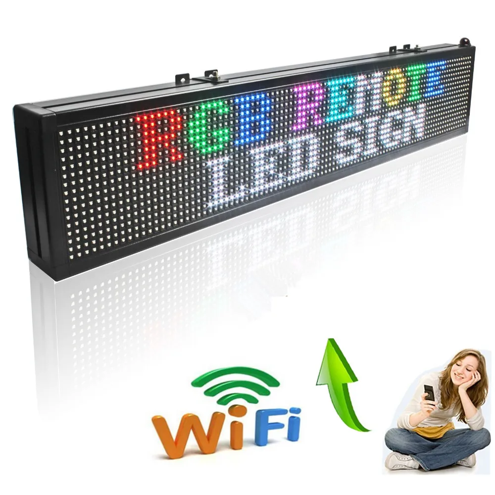 30x6-in 16*96 пикселей беспроводной wifi RGB полный цвет P7.62 Крытый СВЕТОДИОДНЫЙ знак сообщения движущийся Прокрутка Дисплей доска для магазина и окна