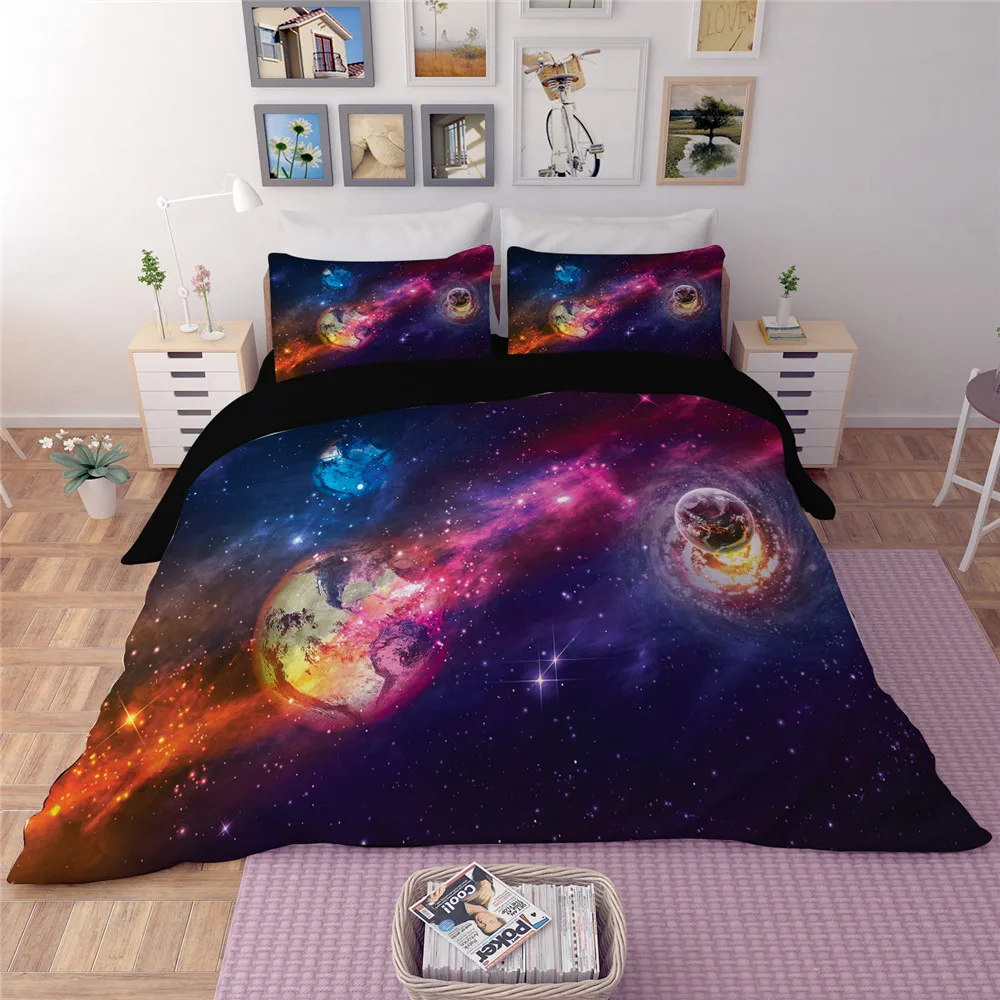 3D Galaxy постельные принадлежности Королева Размер Вселенная космическое