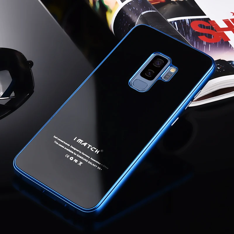 iMatch Aviation Aluminum Alloy Metal Bumper Tempered Glass Back Cover Case for Samsung Galaxy S9 & Samsung Galaxy S9 Plus