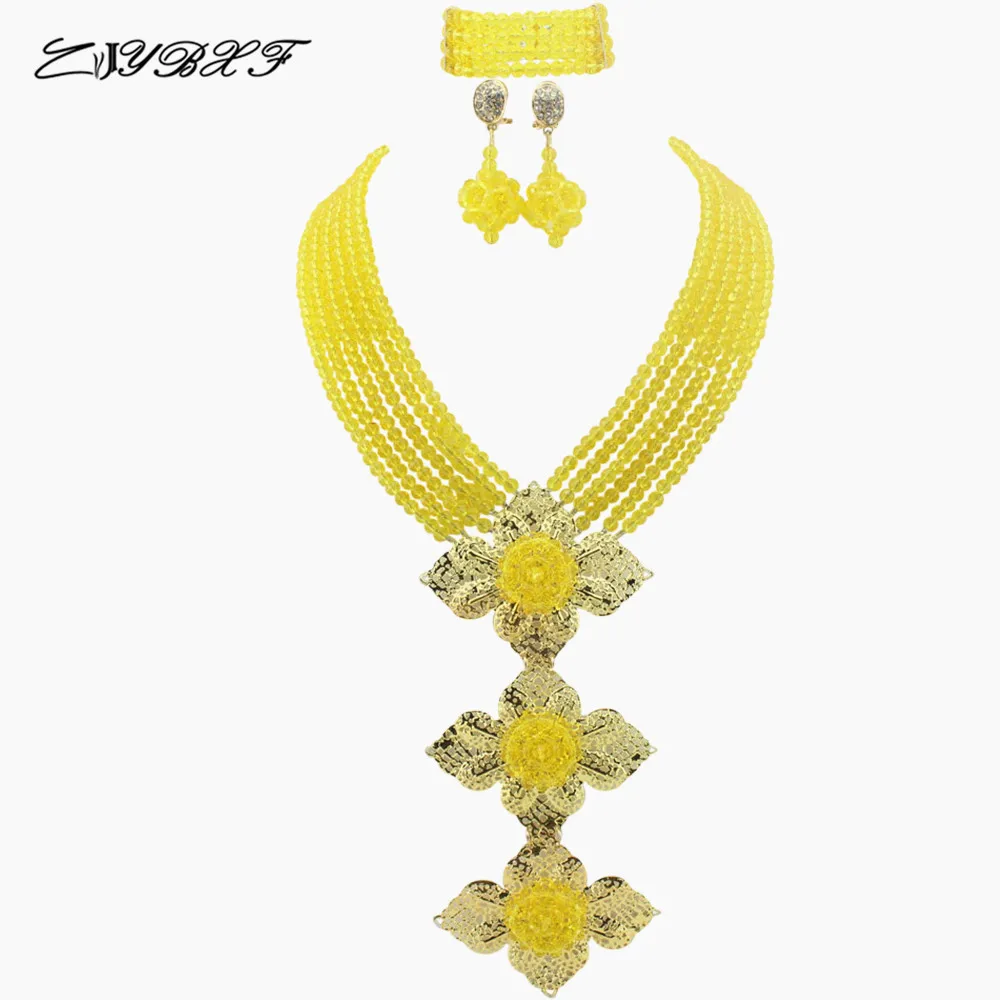 

African Beads Jewelry Sets Nigerian Wedding bridal necklace set women African Crystal Beads Jewelry Set L1082