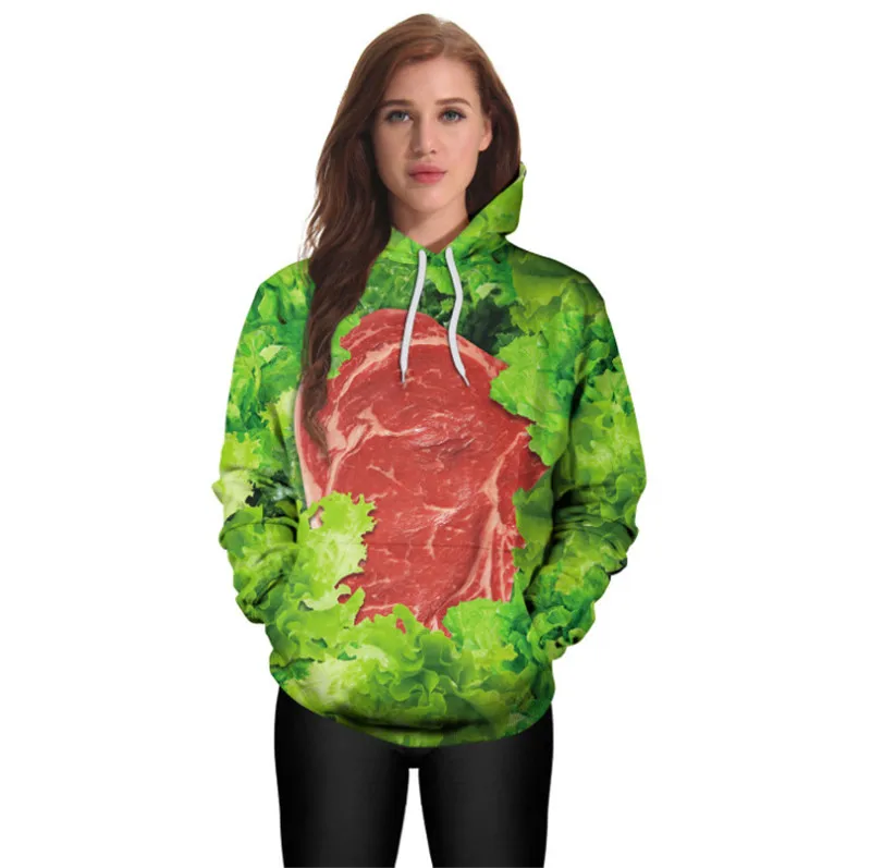 Bionic Pork pattern and Vegetable+ beef pattern 3D Digital Printing Raw Meat Hoodie Fishing Hunting Coats Jackets