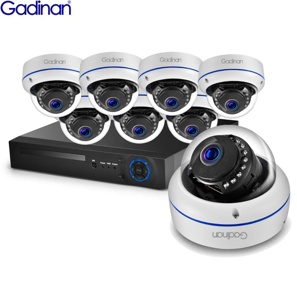 

GADINAN 8CH 4MP HDMI 48V POE NVR Kit CCTV 8pcs 4.0MP 2560*1440P/2.0MP IMX323 1080P Security Dome IP Camera Outdoor System Set