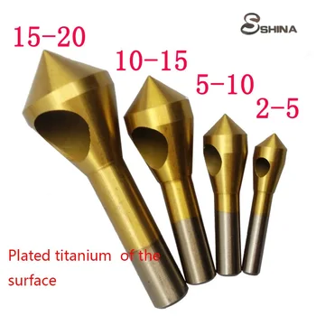 

SHINA 4PCS 2-5mm 5-10mm 10-15mm 15-20mm Titanium Coated Countersink Deburring Tool Set Metal Drill Bit Chamfer