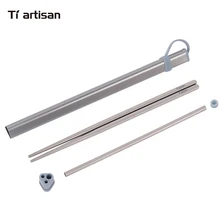 Tiartisan Титан chopstck соломы подарочный набор палочки для еды с красочными алюминий коробка открытый tabletware путешествия коробка