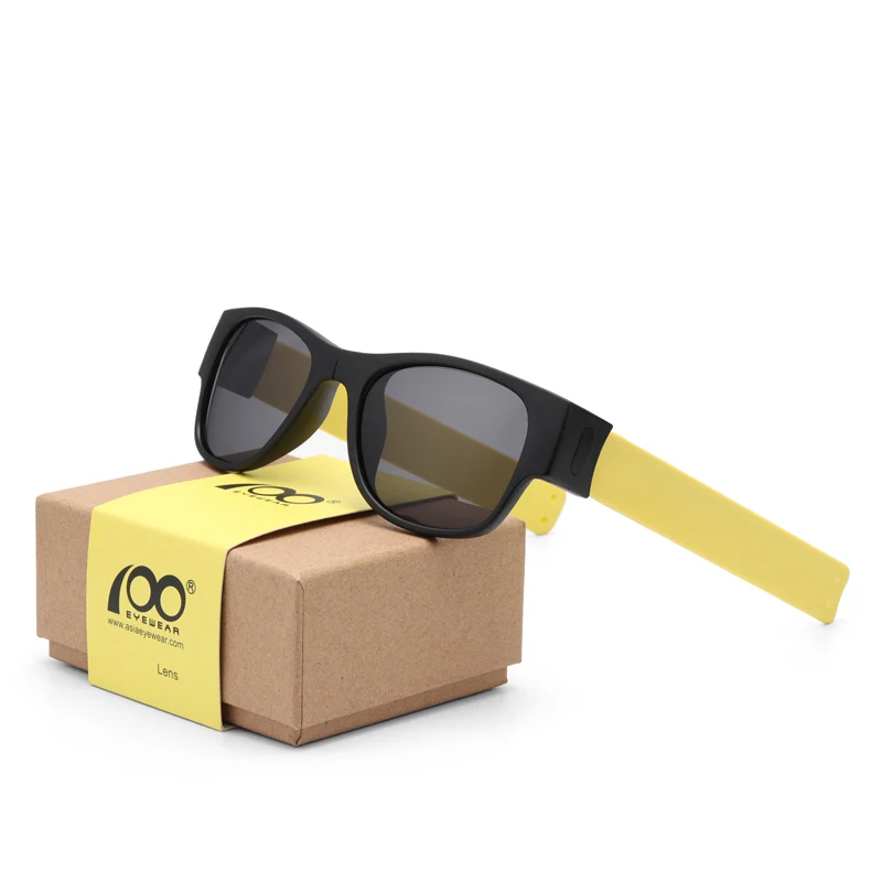 Зеркальные складные солнцезащитные очки с цветной пленкой, модные лакированные солнцезащитные очки UV400 для мужчин и женщин, поляризованные солнцезащитные очки# SP9008TR - Цвет линз: yellow