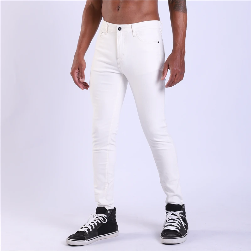 Single Road White Jeans Men Biker Mens Supper Skinny Jeans Streetwear Stretch Denim Pants Man Slim Fit Brand Jeans Male