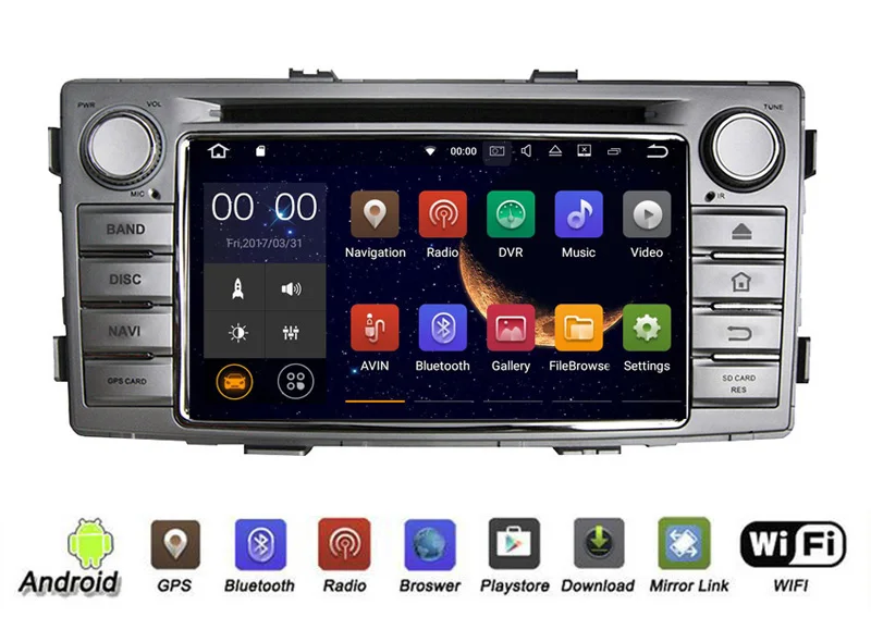 Top YESSUN Android Radio Car DVD Player For TOYOTA Hilux 2012-2016 Stereo Radio Multimedia GPS Navigation With WIFI Bluetooth AM/FM 1