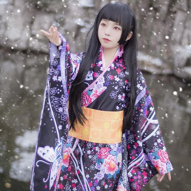 Vestido Yukata de seda tradicional para mujer, ropa de estilo japonés,  estilo Obi, Kimono, Sexy, para Halloween, S-3XL - AliExpress