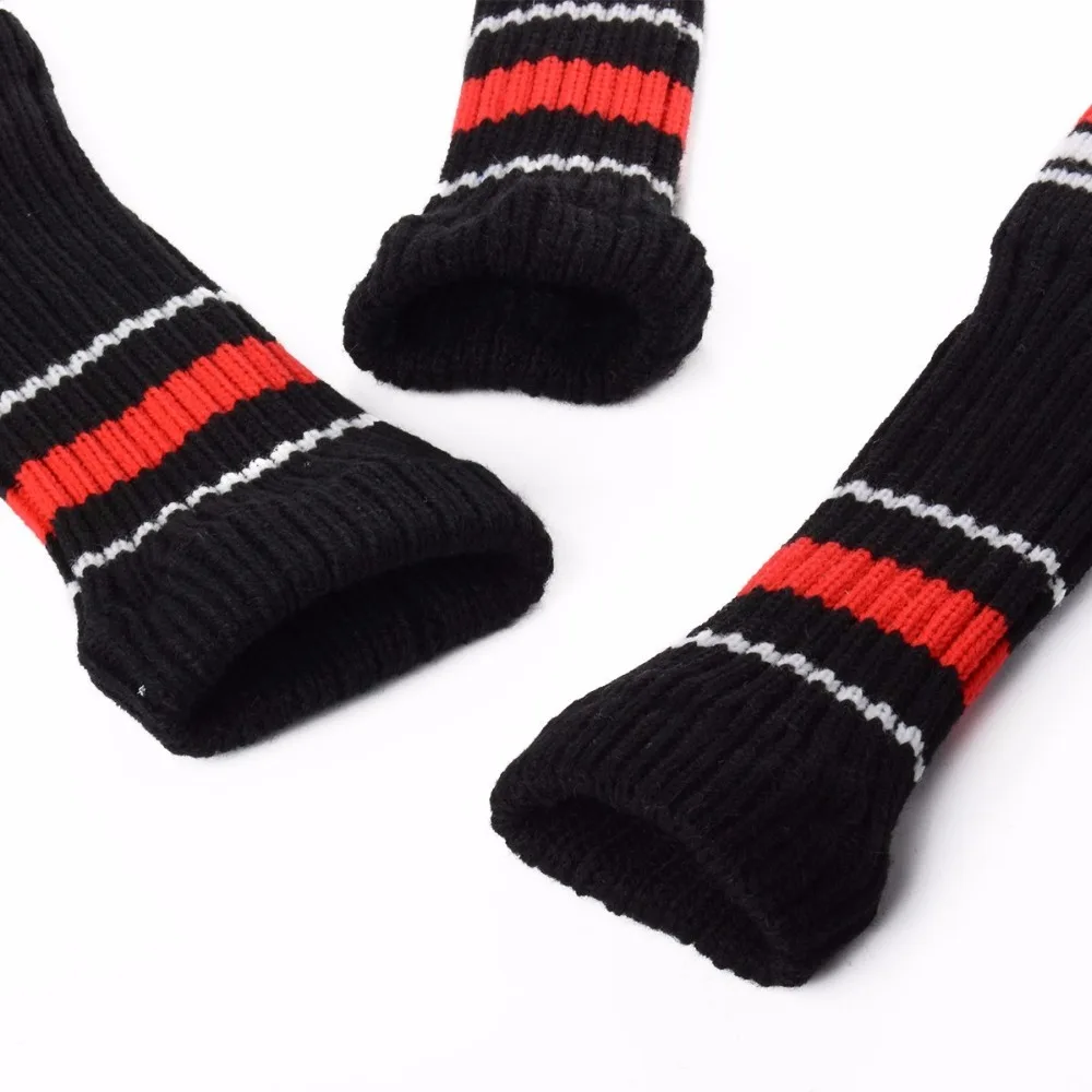 1 Set/3 pcs  Black Red White Wool Knit Golf Clubs Set Driver 3# 5# Fairway Wood Head Covers with Number Tag