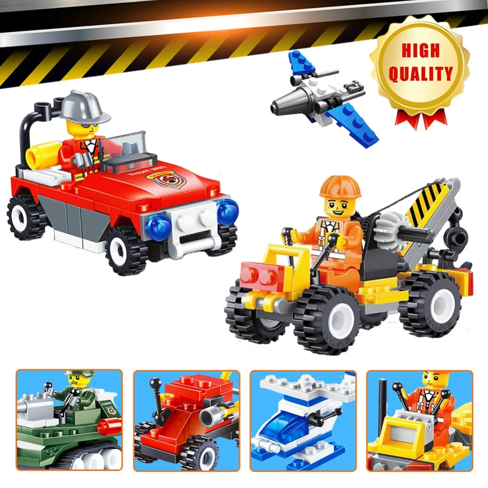 LegoING City series 26 types Military Car Model Building Blocks Police Mini Transportation Compatible with legoes bricks toys