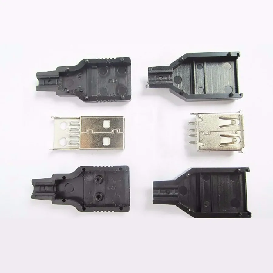 Eclyxun, 10 шт./набор, USB 2,0 Тип разъёма B внутренняя резьба/Тип A входящий штекер USB 4-контактный разъем паяльная станция с черный Пластик крышка