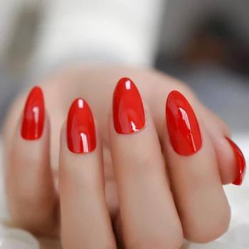 

Sharp Stiletto Bright Red Fake False Nails Tips Pointed Stilettos Press On Full Nails For Fingers with Glue Sticker Faux Ongle