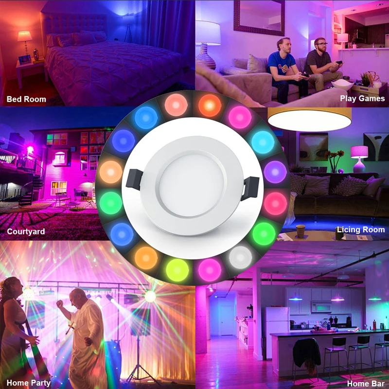 4.5W smart led downlights BT mesh downlights RGB multicolor led lamp Bluetooth dimmable 2700-6500K timer lights hole size 80mm