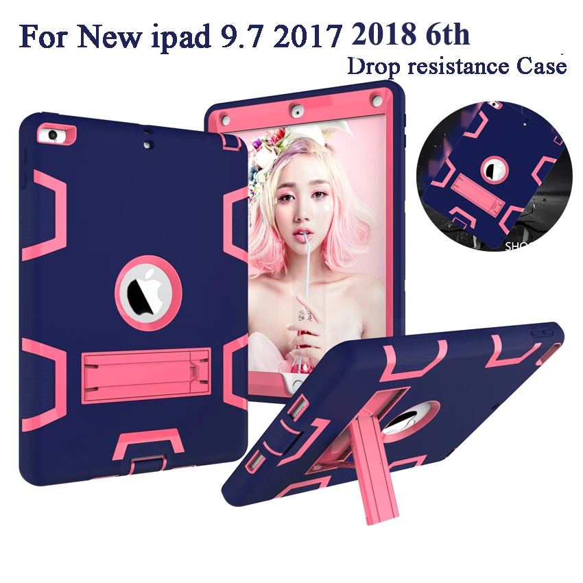 

Shockproof Heavy Duty Case For iPad 9.7 2018 6th iPad 9.7 2017 5th Generation Cover Kids Safe Armor Silicon PC Back Fundas+ Pen