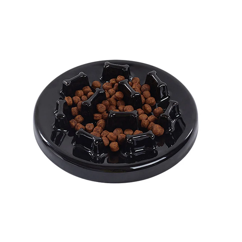 

Hot Pet Bowl Ceramic Anti-Chock Convex Slow Feeder Bowls for Dogs Cats LSK99