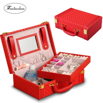 

Large capacity storage box 2 Layers portable jewelry box New PU leather jewelry organizer Christmas Gift