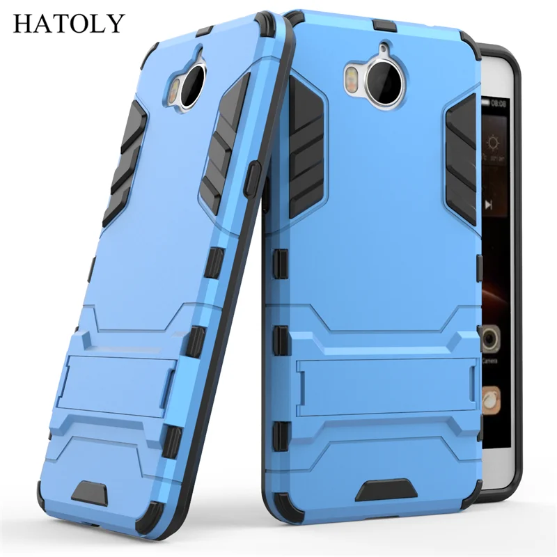 Hatoly Huawei Y5 случаях Y5 крышка Антидетонаторы силиконовые+ Пластик Kickstand Case Чехол для Huawei Y5 Huawei Y5 > - Цвет: Blue